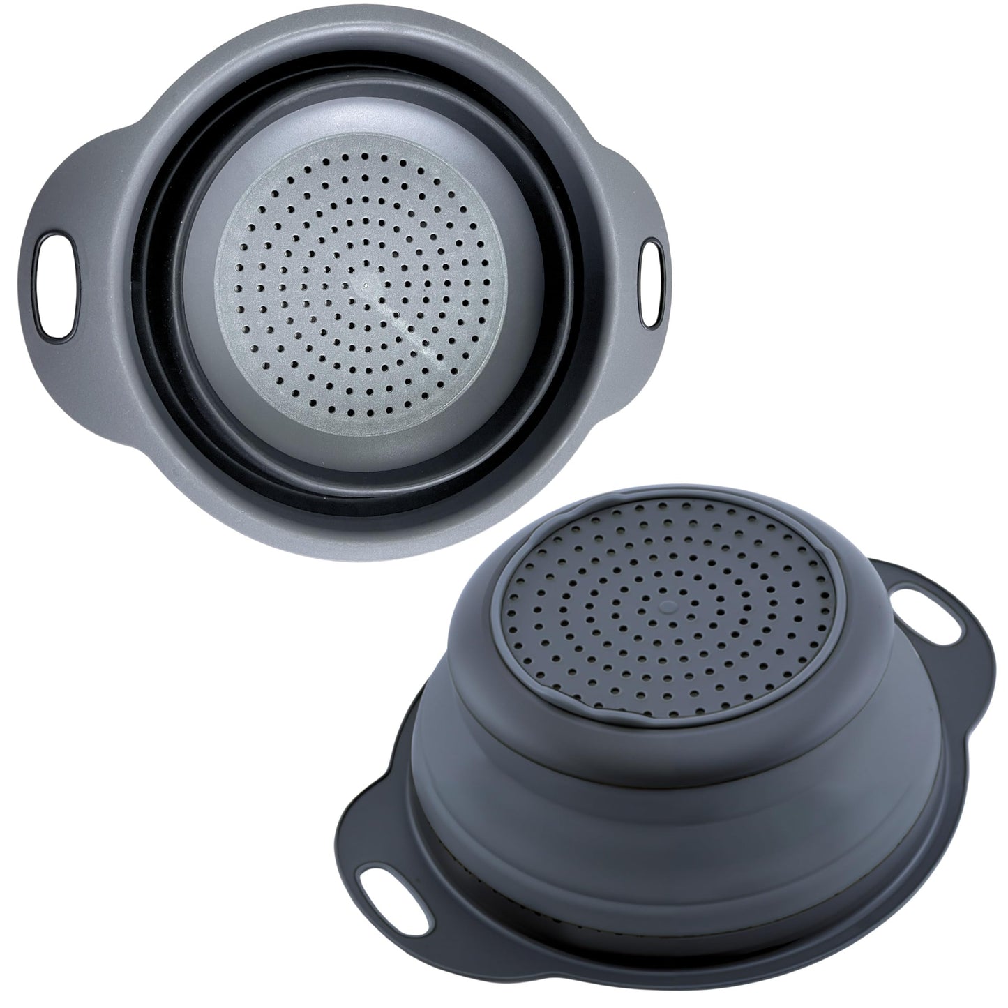 Black Silicone Collapsible Colanders - Kitchen Plastic Foldable Strainers for Pasta Small Camping Colander Bowl for Food