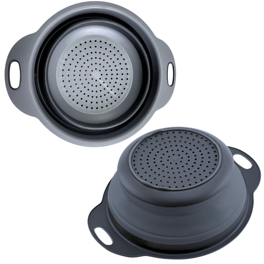 Black Silicone Collapsible Colanders - Kitchen Plastic Foldable Strainers for Pasta Small Camping Colander Bowl for Food