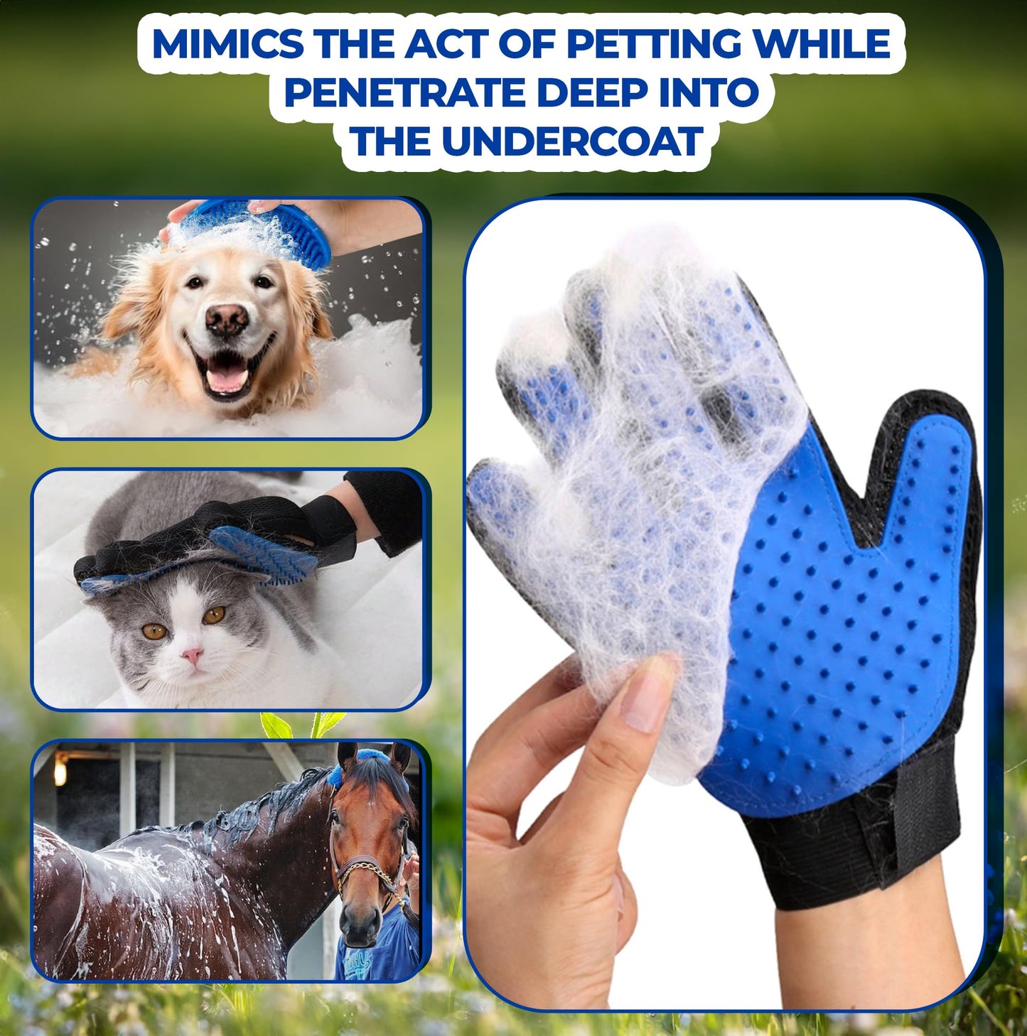 1TO3GO Pet Grooming Set with Dog Washing Gloves for Bathing, Dog Bath Brush and Silicone Dog Toothbrush, Pet Grooming Gloves for Dogs, Cats and Horses with 185 Silicone Tips