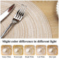 SHACOS 15 inch Round Braided Placemats Set of 6 Non Slip Heat Resistant Round Table Mats Washable Place Mats for Dinner Party Table Decoration (Beige, 6)