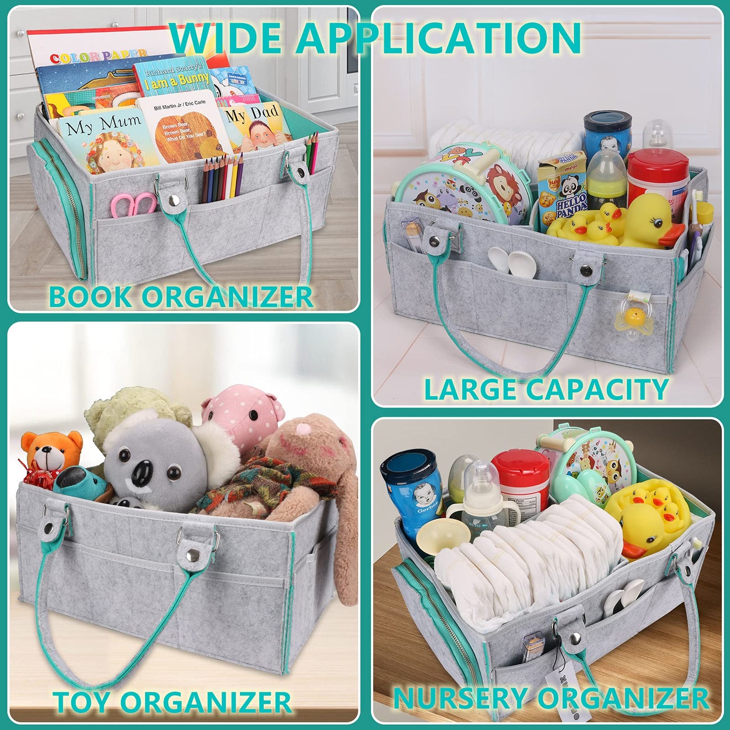 Baby Diaper Caddy Organizer for Boy or Girl Large Nursery Storage Bin Basket Portable Holder Tote Bag for Changing Table and Car Baby Shower Gifts Newborn Essentials Stuff Registry Must Haves Item