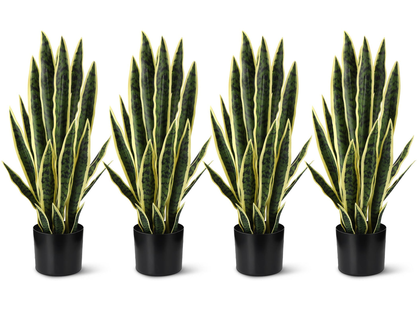 Crowye 4 Pack 2.25 Ft Tall Artificial Snake Plant Faux Sansevieria Plant Large Fake Snake Bulk in Pot for Home Office Housewarming Gift