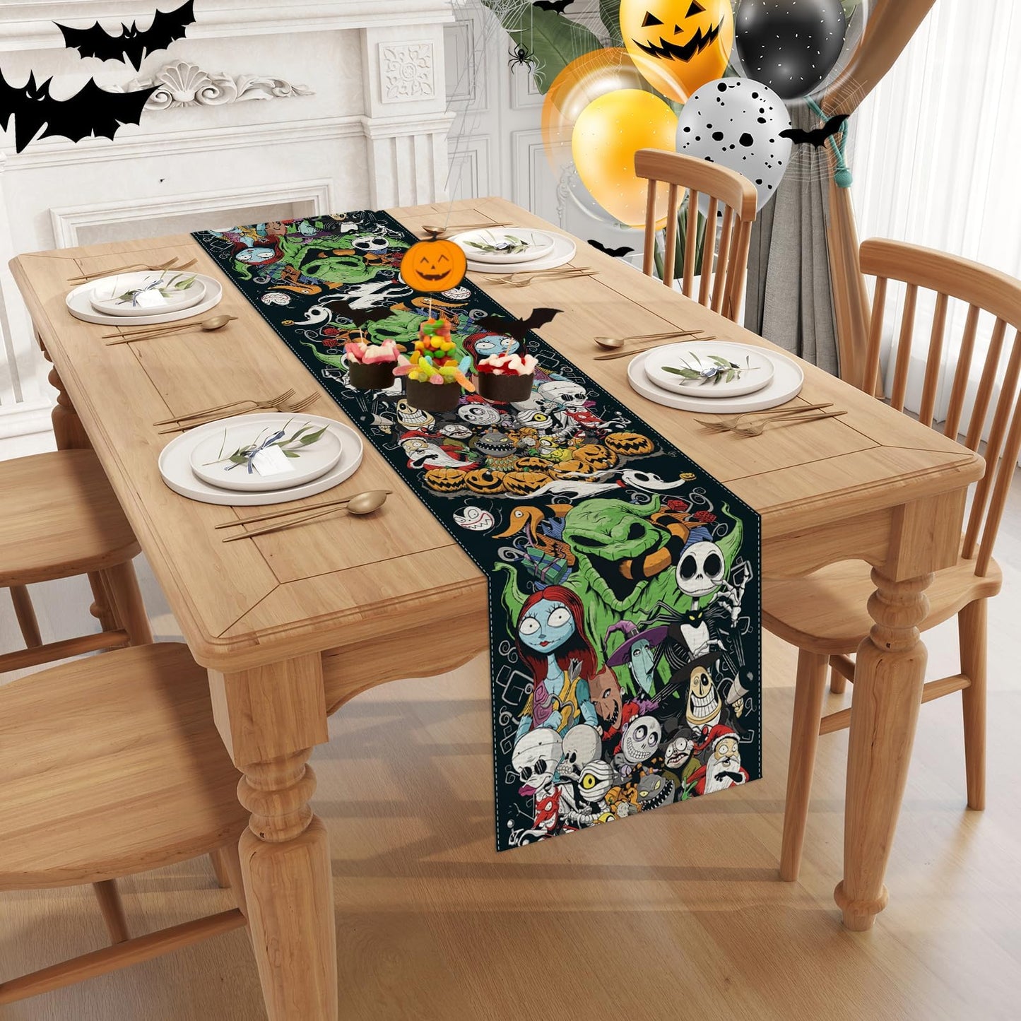 Linen Christmas Halloween Table Runner Christmas Decorations and Supplies for Home Kitchen Dining Room Table