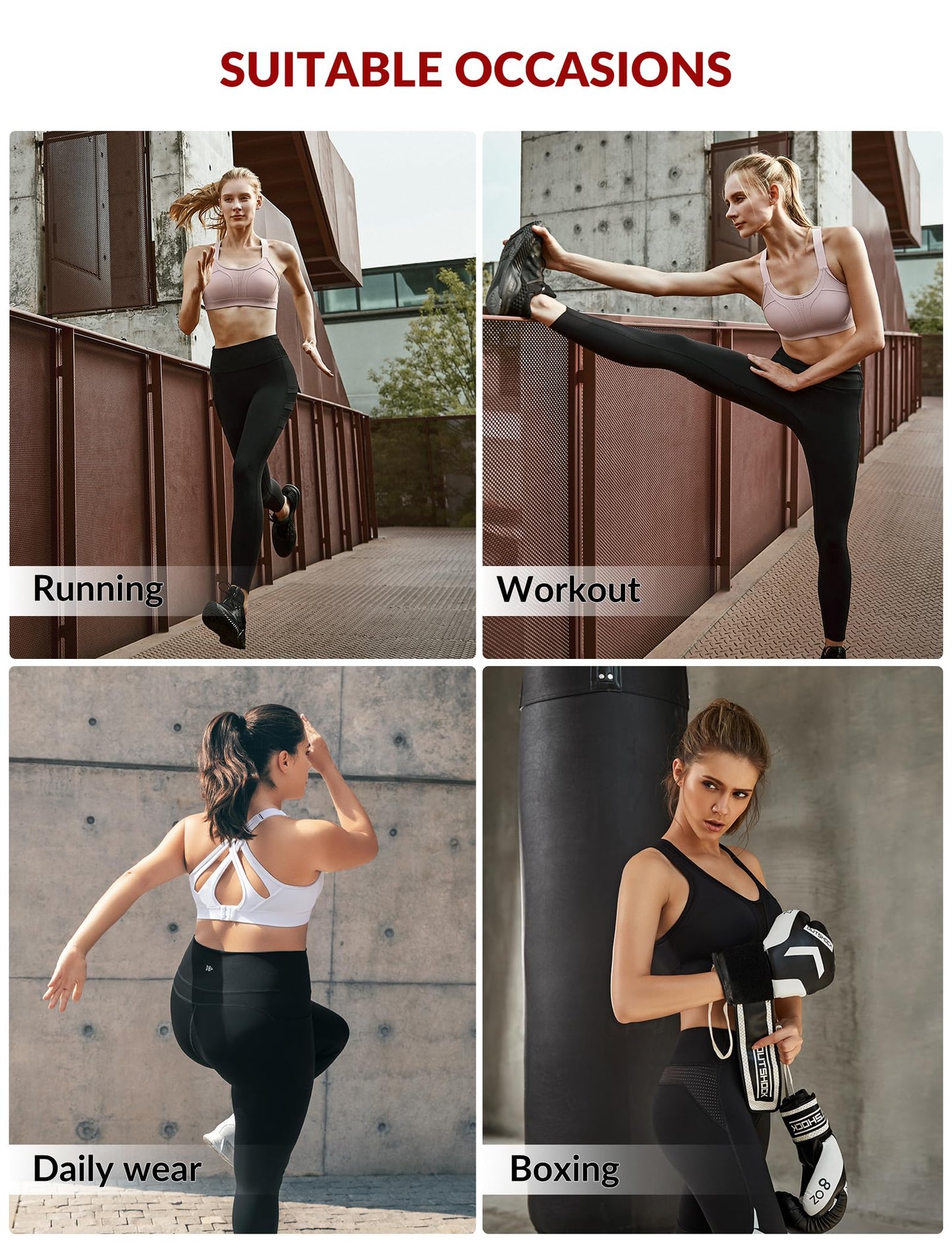 Yvette Sports Bra High Impact Adjustable Criss Cross Back, Full Support for Large Bust No Bounce,Black,S