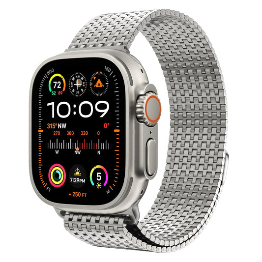 LULULOOK Milanese Mesh Loop Compatible with Apple Watch Band 49/46/45/44/42/41/40/38mm for Men Women, Stainless Steel Magnetic Buckle Strap for iWatch Ultra 2 Ultra Series 10 9 8 7 6 SE 5 4 3