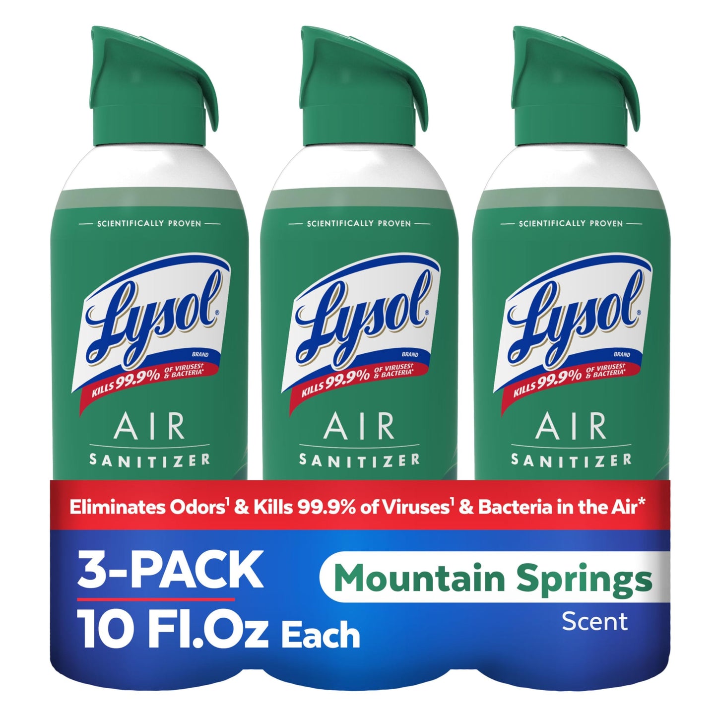 Lysol Air Sanitizer Spray + Odor Eliminator for Home & Office, Sanitizing Air Spray, Simple Fresh Scent, 10 oz (Pack of 3)
