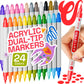 ARTISTRO 24 Acrylic Paint Markers for Fabric, Rocks, Paper, Wood, Canvas, Glass, DIY - Safe for Kids Dual Tip Acrylic Paint Pens (Dual Tip Dot + Brush, 24)