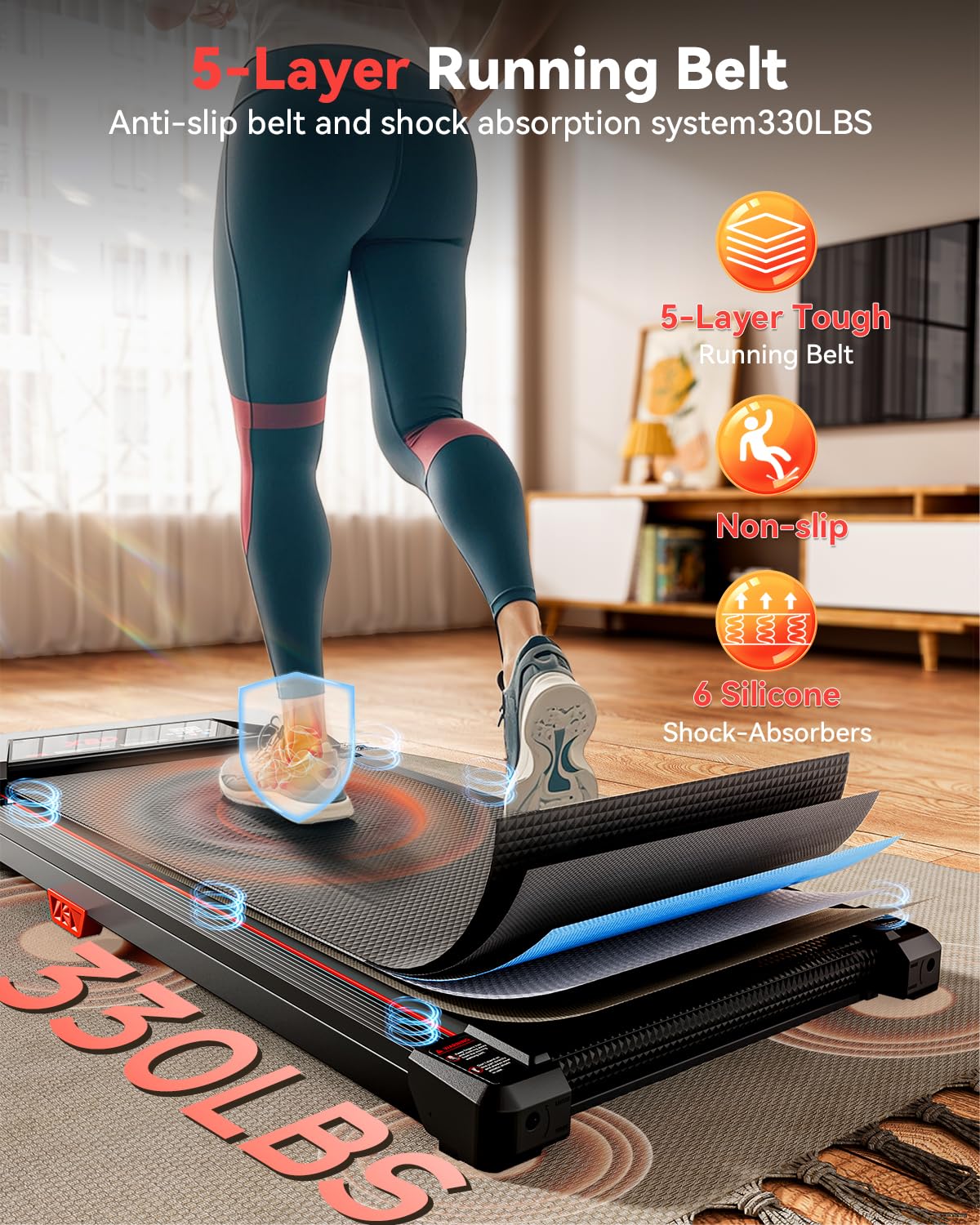 Walking Pad with Incline,Under Desk Treadmill for Home Small Office,2.5HP Low Noise Portable Treadmill with 330 Lbs Capacity,Remote Control and LED Display