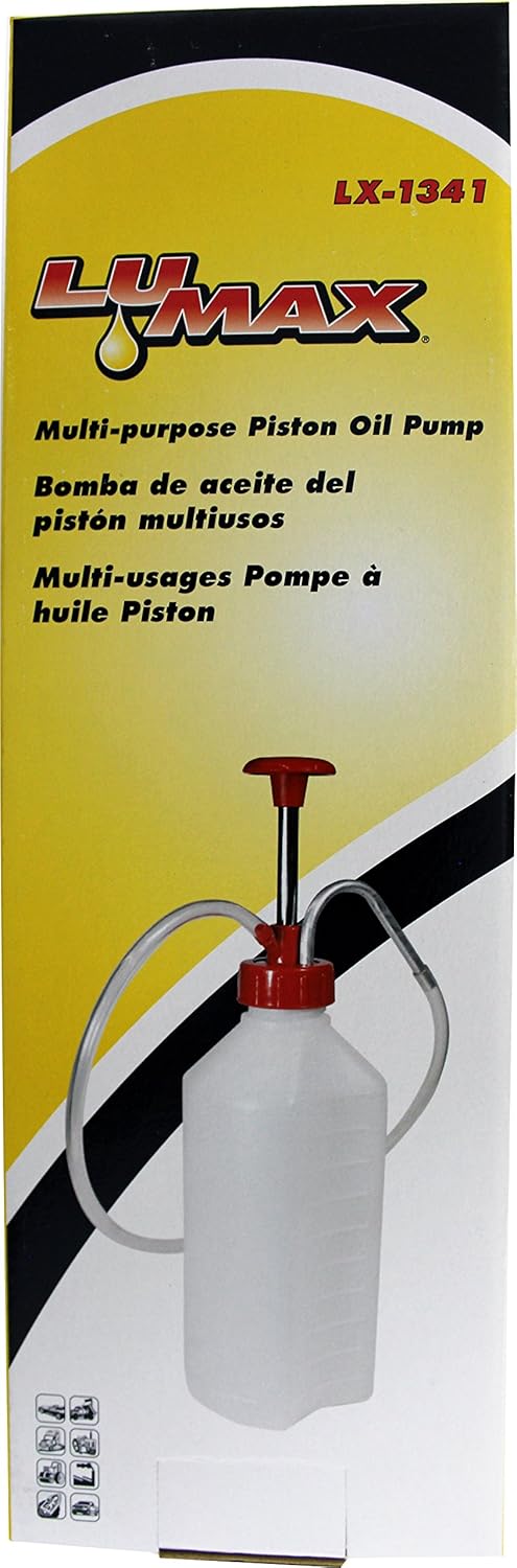 Lumax LX-1341 Multi-Purpose Oil Pump Suitable for precise dispensing of Fluids in tough-to-reach places in Tools, Equipment, Machinery and Vehicles. 1 Qt. (1 L) Capacity Bottle.