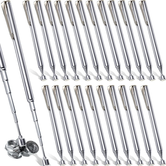 Patelai 4 Pieces Telescoping Magnetic Pick up Tool Grabbers Reacher Tools with Pocket Clip 25 Inch Telescopic Retrieving Magnet Gift for Man, Father, Mechanic, Handyman, Husband (Multicolor)