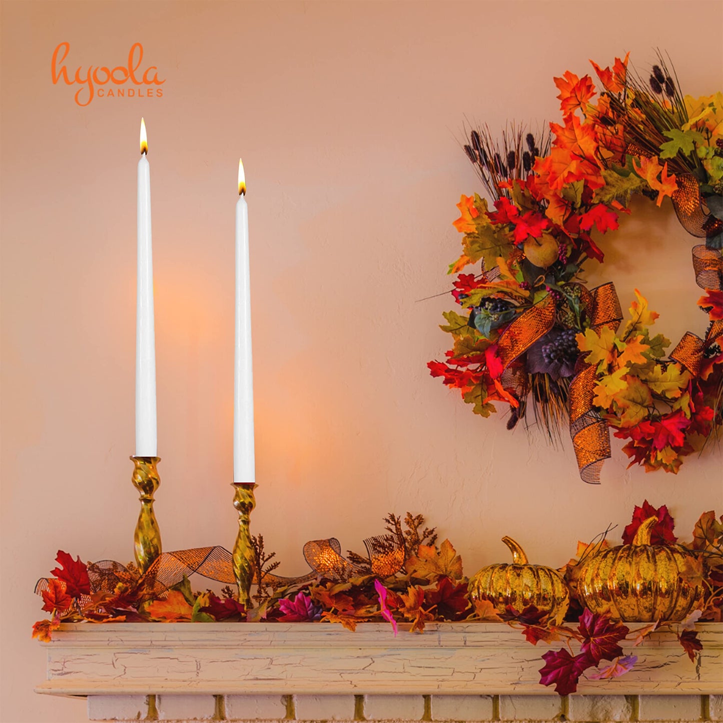 Hyoola Tall Taper Candles - 16 Inch White Unscented Dripless Taper Candles - 14 Hour Burn Time - 8 Pack