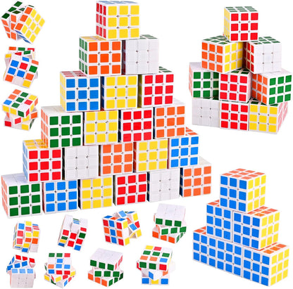 GOLDGE 40 Mini Cube Puzzles, 1.18in 3x3, Fun Party Favors for Kids - School Rewards & Classroom Prizes, Perfect for Birthdays, Easter, Christmas & Stocking Stuffers (40PCS-6 Colors (Black))