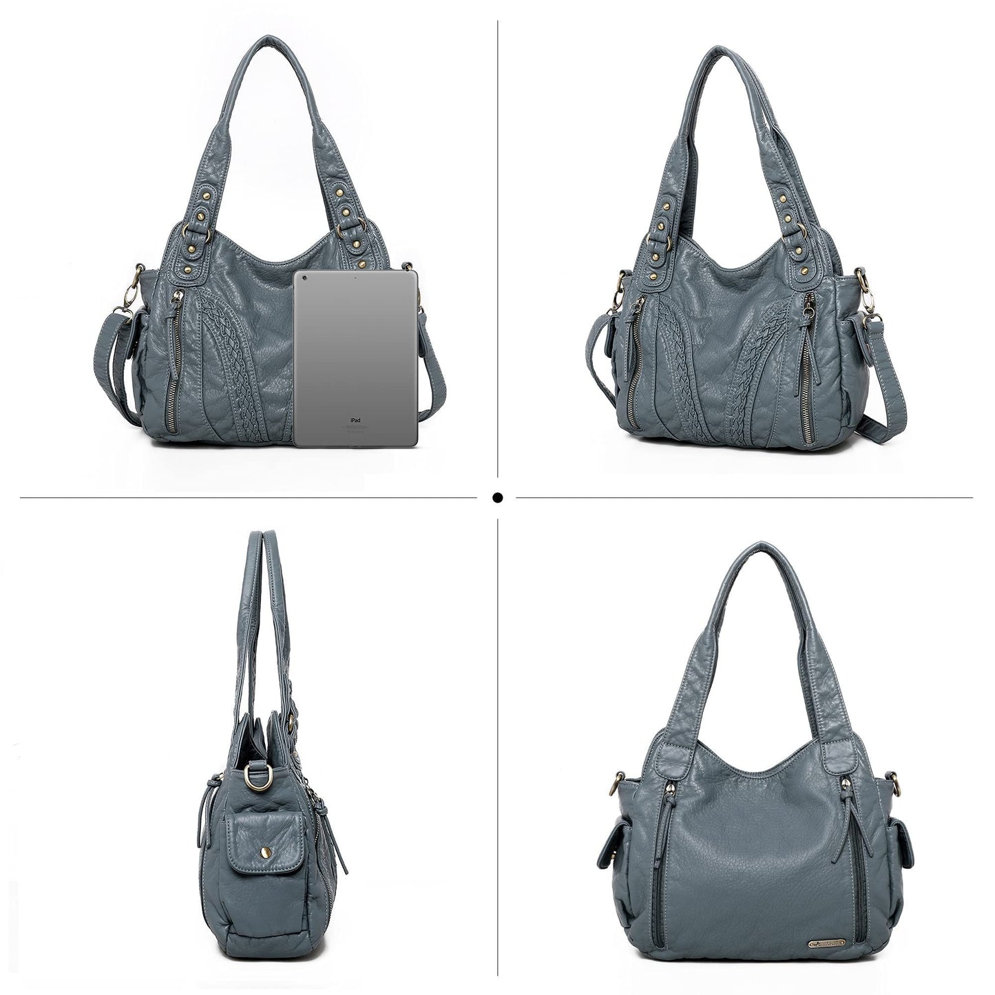 Montana West Roomy Shoulder Handbags Ladies Purse Hobo Satchel Bags Tote Washed Leather Crossbody Bag Jean MWC-019JEAN