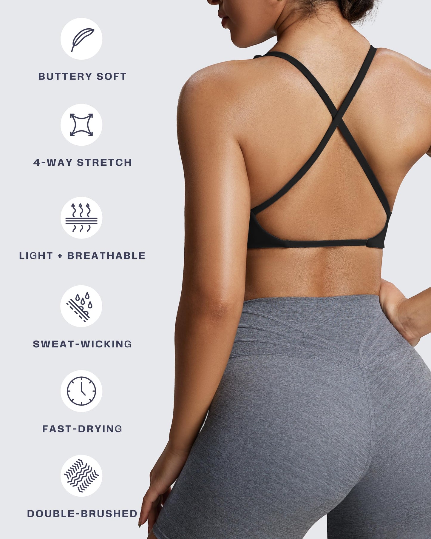 Aoxjox Women's Workout Sports Bras Fitness Sienna Low Impact Bra Yoga Crop Tank (Black, X-Small)