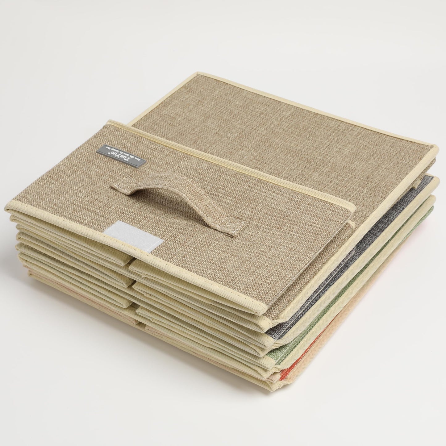 YueYue Foldable Fabric Closet Organizer Bins Box Storage - 2 Pack 12.4 X 12 X 6.7 Inch Storage Bins With Lids Boxes Linen - Bins Storage Box Collapsible Cloth Pack Lid