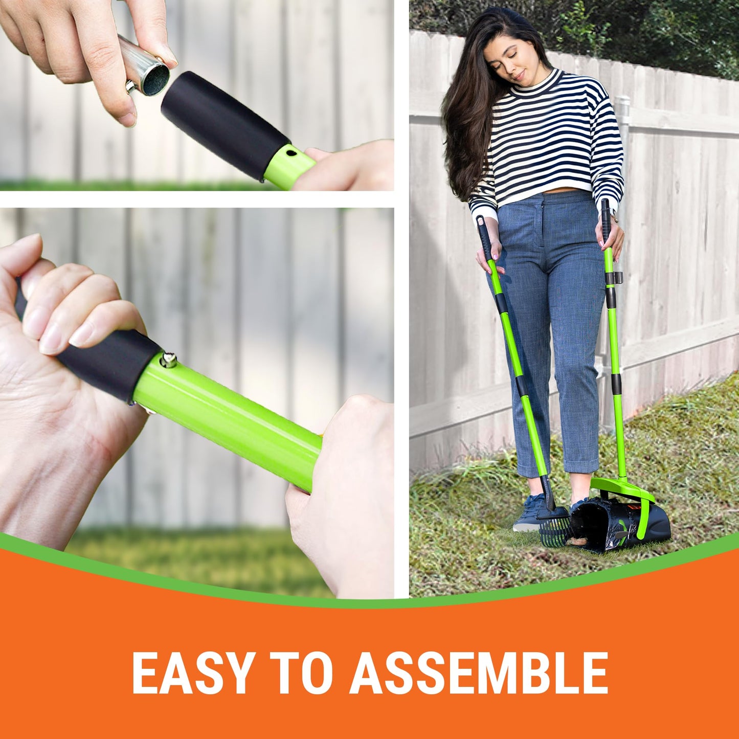 Pupzle Dog Pooper Scooper with Bag Attachment, 40" Long Handle Pooper Scooper for Large Dogs, Dog Poop Scoop for Yard, Large Capacity Swivel Bin and Rake, 50 Lavender Scented Bags