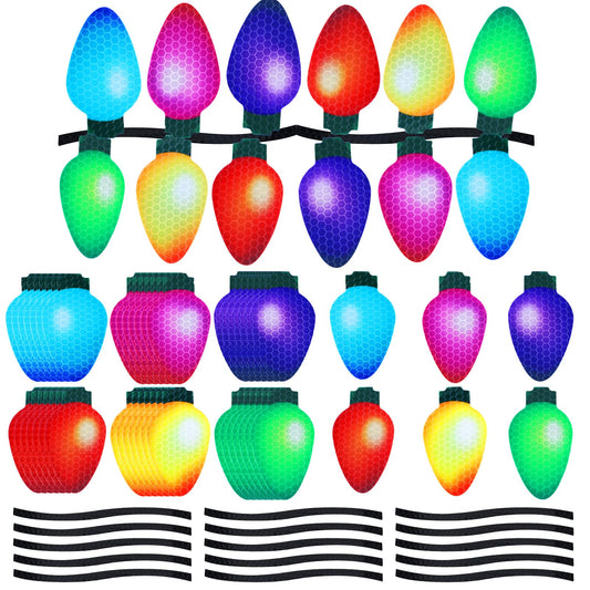 Outus 40 Pcs Christmas Car Magnets Decor Lights Car Refrigerator Stickers Reflective Bulb Lights Magnets Xmas Decor for Any Metal Surface (2.8 x 1.4 Inches,Dark Color)