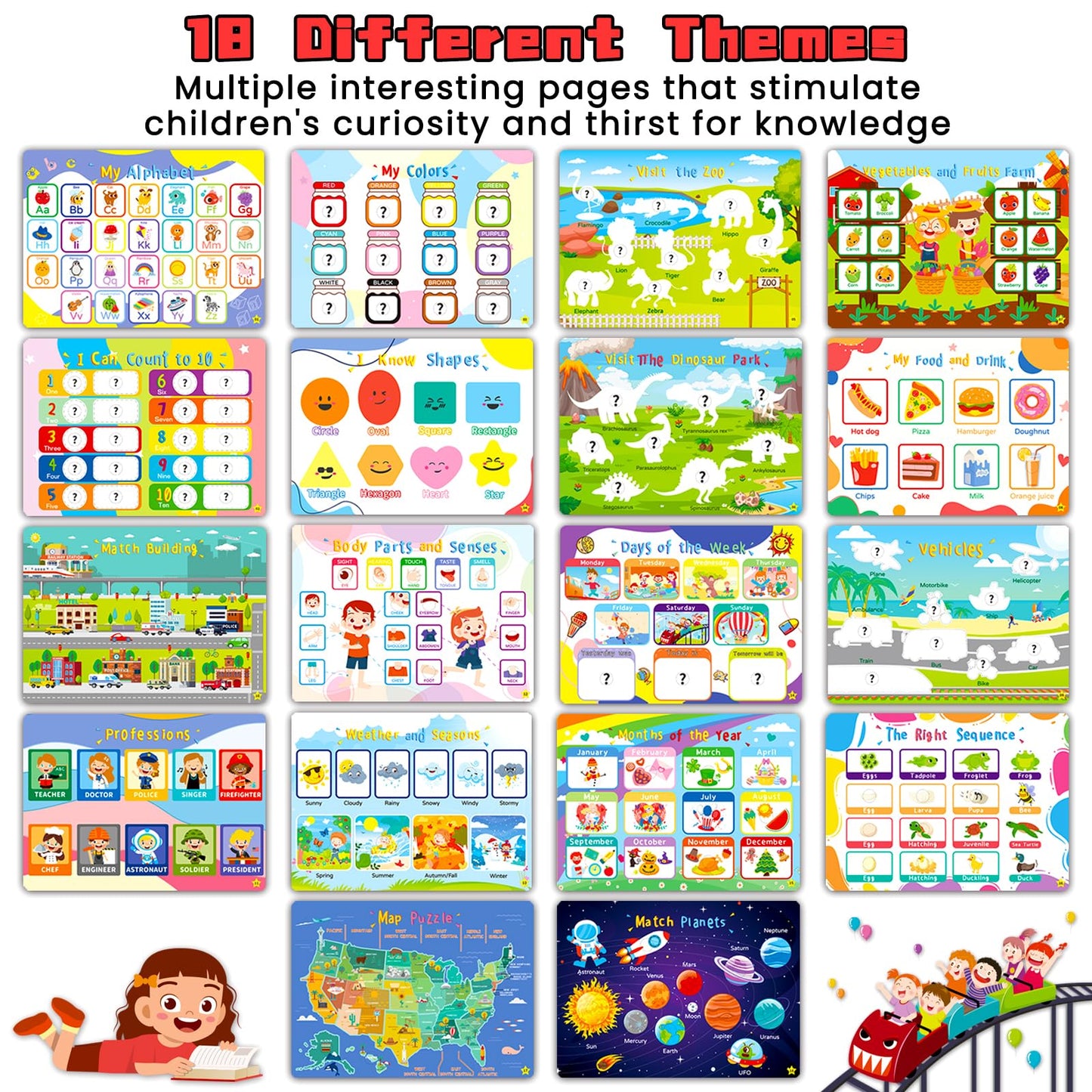 HomSeon 36 Theme Montessori Busy Book for Toddlers 3 and up, Preschool Learning Activities for Kids Kindergaten Educational Toys Tools Autism Pre K Early Learning