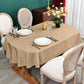 NEWISHER Farmhouse Oval Hemstitch Border Tablecloth Neutral Faux Linen Table Cloth Rustic Table Cover for Dining Kitchen Party Holiday Home (Flaxen, 52x70 Inch)