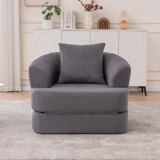 Palmlituh 8.7" Thick Folding Sofa Bed Convertible Sleeper Chaise Lounge Chair Couch Indoor Corduroy Oversized Portable Fold Out Futon Mattress with Back Support for Living Room,Bedroom,Apartment,Gery