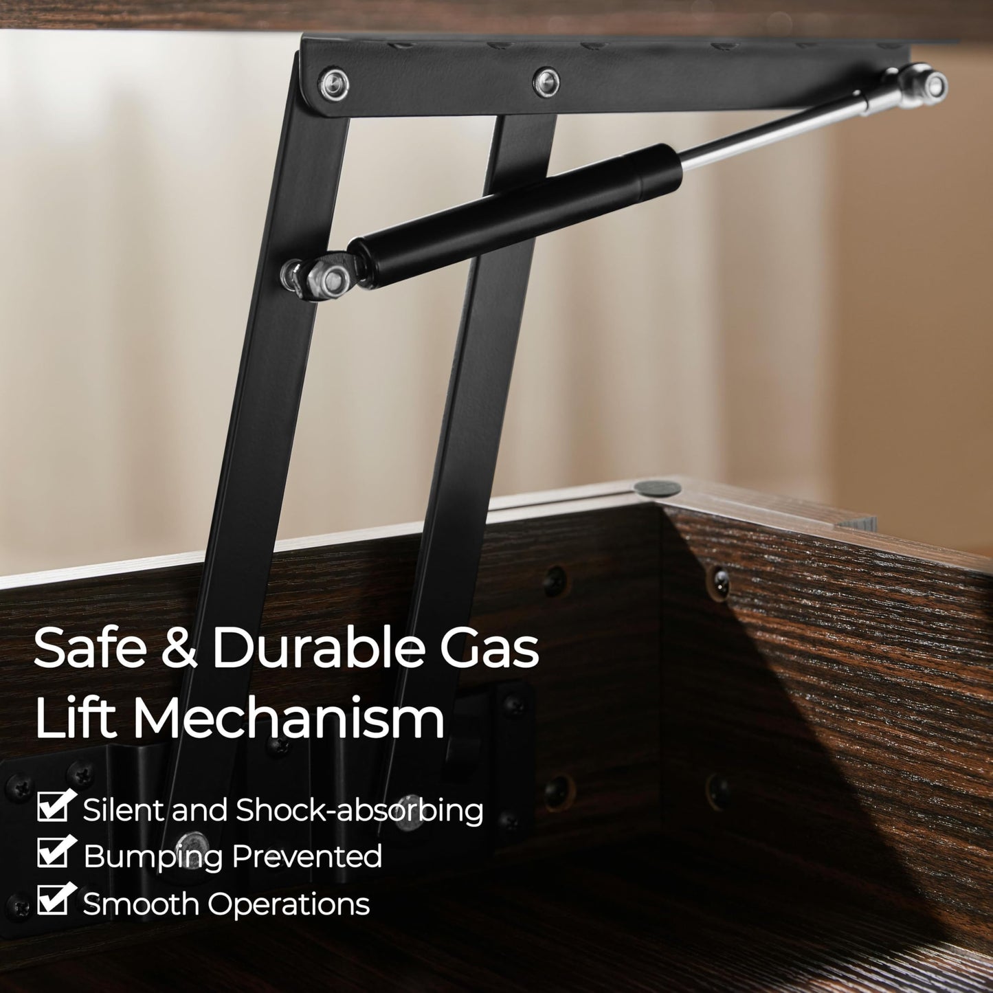 Yaheetech Lift Top Coffee Table with Hidden Compartment and Storage Shelf, Rising Tabletop Dining Table for Living Room Reception Room, 47.5in L, Espresso