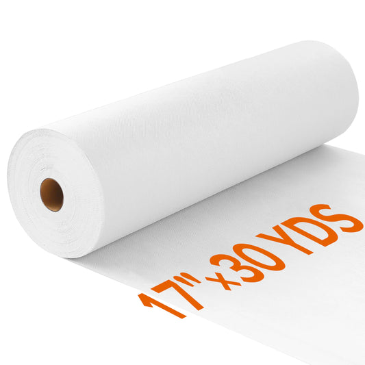 ZOMONETI Medium Weight 17in x 30yd White Iron On Non-Woven Fusible Interfacing, Single-Sided Polyester Fabric for DIY Craft Supplies, Quilting, Sewing, Shirt Plackets, Dresses, Collars, Cuffs
