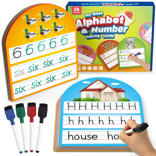 Coogam Handwriting Practice Copybook, Write and Erase Alphabet Number Learning Materials, Educational Tracing Letters for Pre-K Homeschool Student Kids Age 3-6