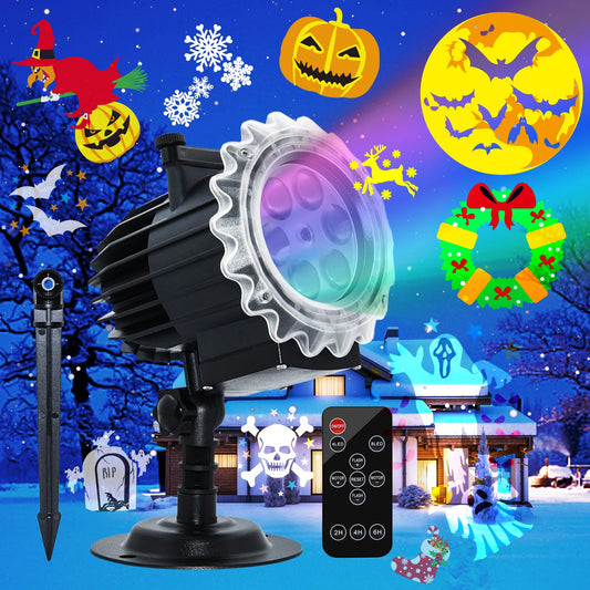 Segotendy Holiday Projector Lights Outdoor, 8 Images Mode with 96 Cartoons,Waterproof Holiday Projector with Remote Control Timer for Valentine Decorations Easter Christmas Halloween Birthday Party