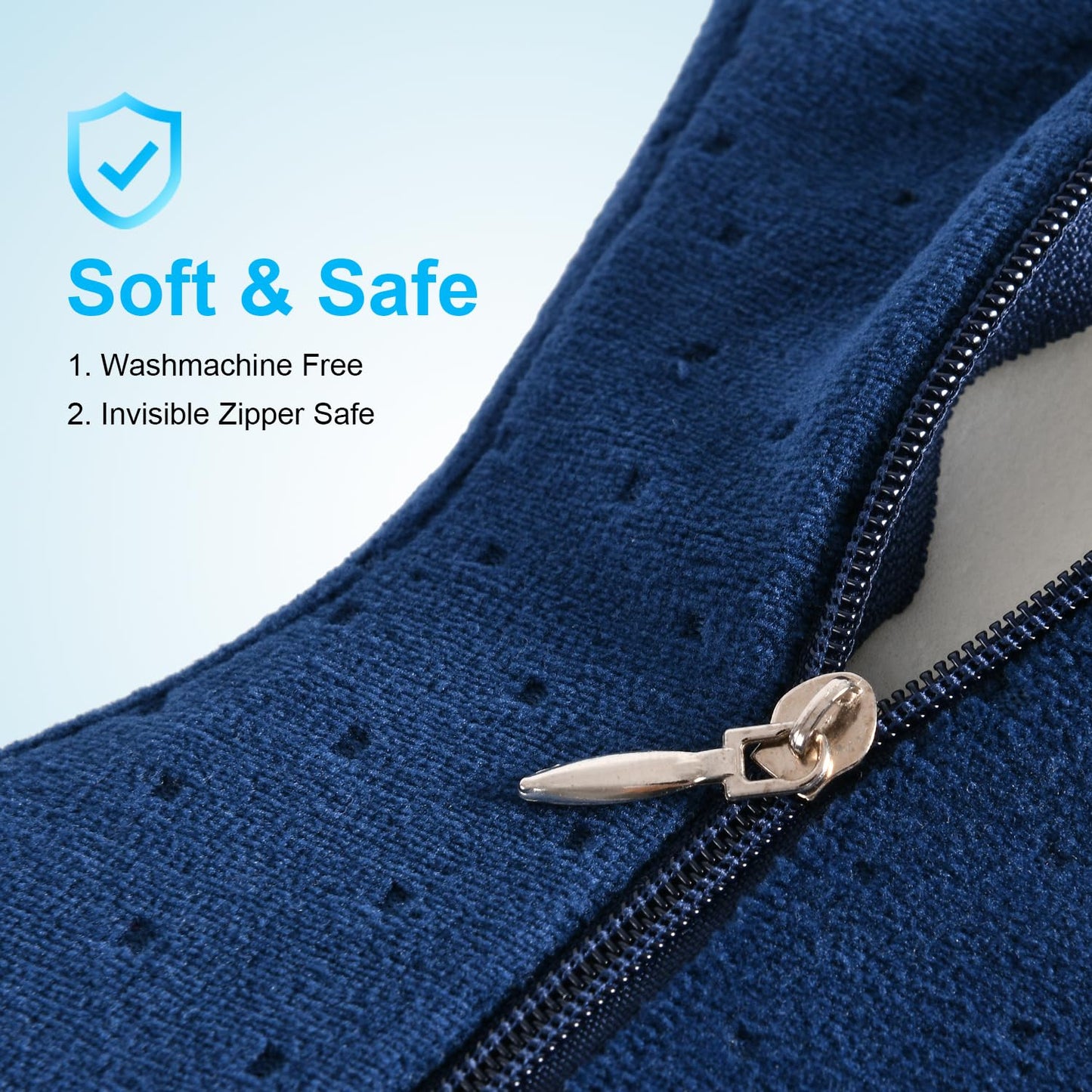 Knee Pillow Case 10" x 8" x 6.3", Replacement Leg Pillow Case, Knee Pillow Cover with Zipper Apply to Memory Foam Knee Pillow from ZOAN Blue