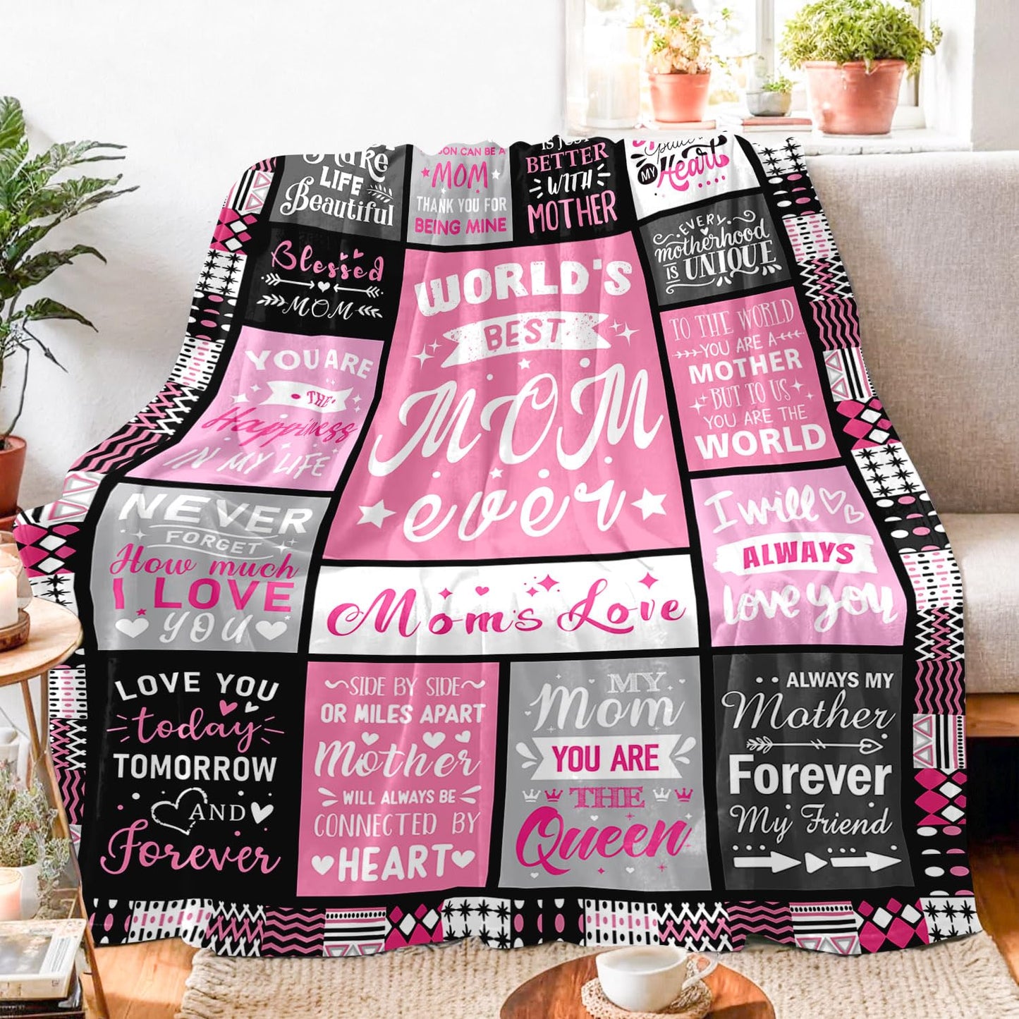 PVDSAVE Moms Birthday Gifts from Daughter Son - Christmas Blanket Gifts for Mom - Best Mom Ever Gift - Valentines Day Mothers Day Birthday Gift for Moms - Present for Mother - Mothers Blanket 50"x60"