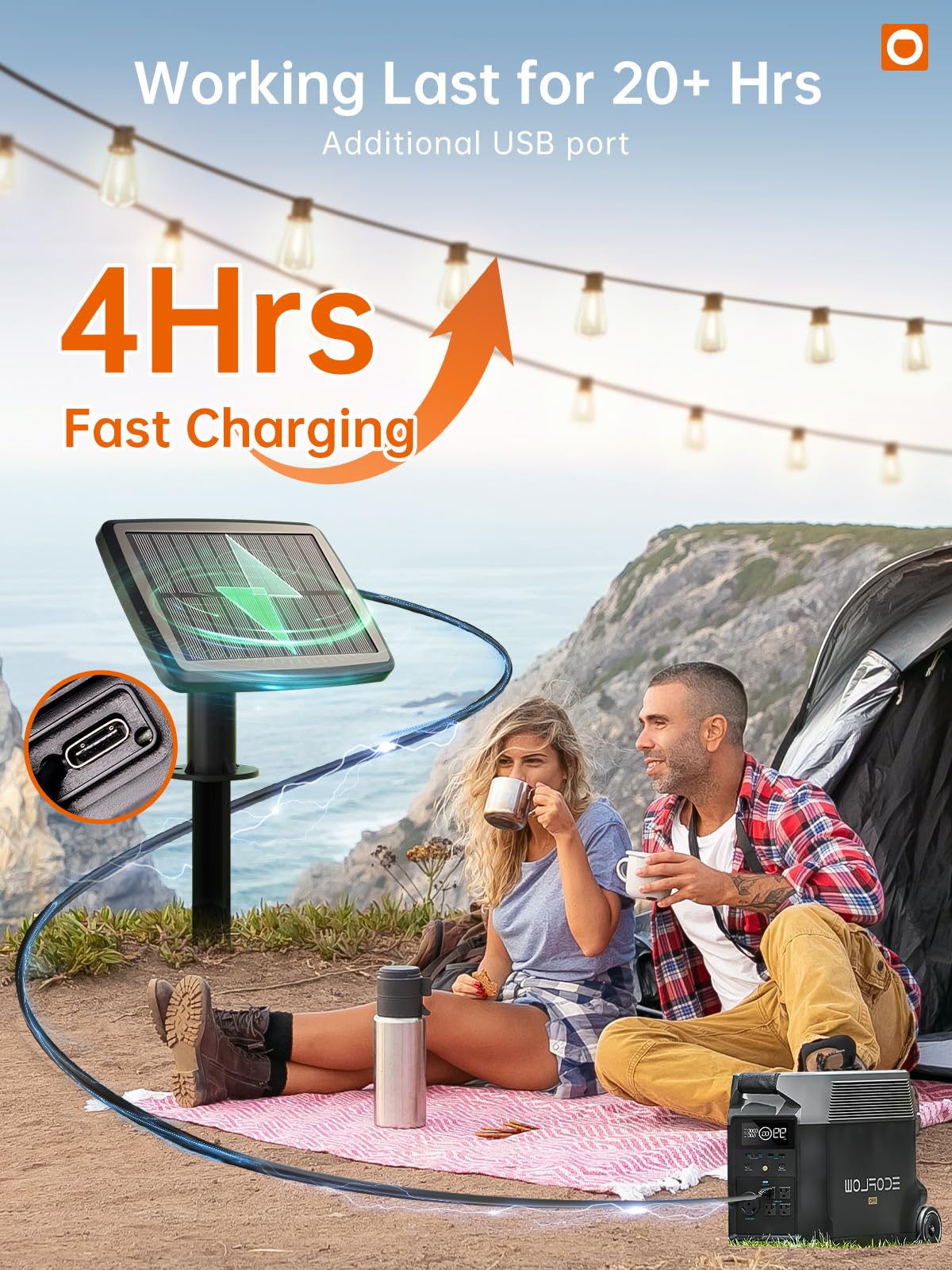 addlon 35FT Solar String Lights Outdoor, Waterproof Solar Powered with Remote & USB Port, 10+1 LED Shatterproof Bulbs, Dimmable Solar Light Outdoor for Camping Backyard Bistro Porch