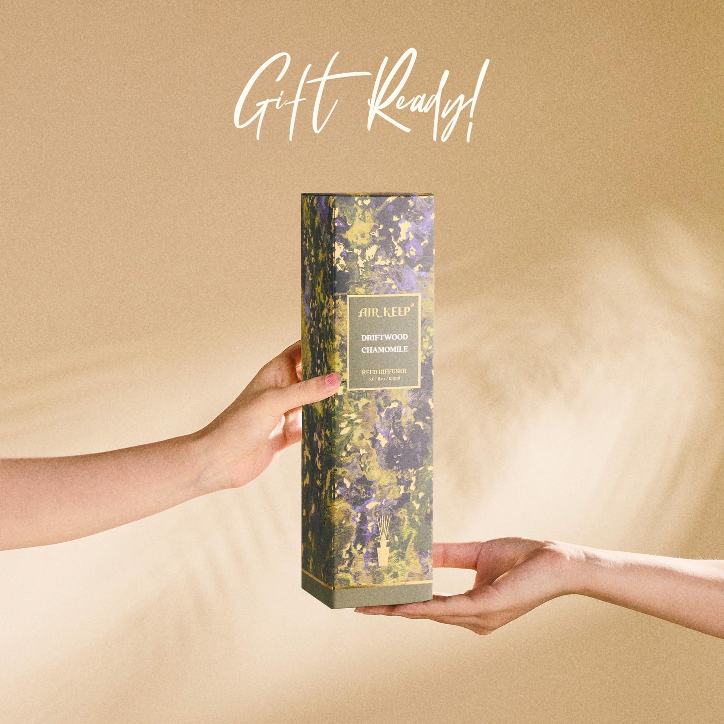 Airkeep Reed Diffuser Set 5.07 fl oz, Driftwood Chamomile Scent Diffuser with Sticks, Home Fragrance Oil for Bedroom, Bathroom, Office Decor