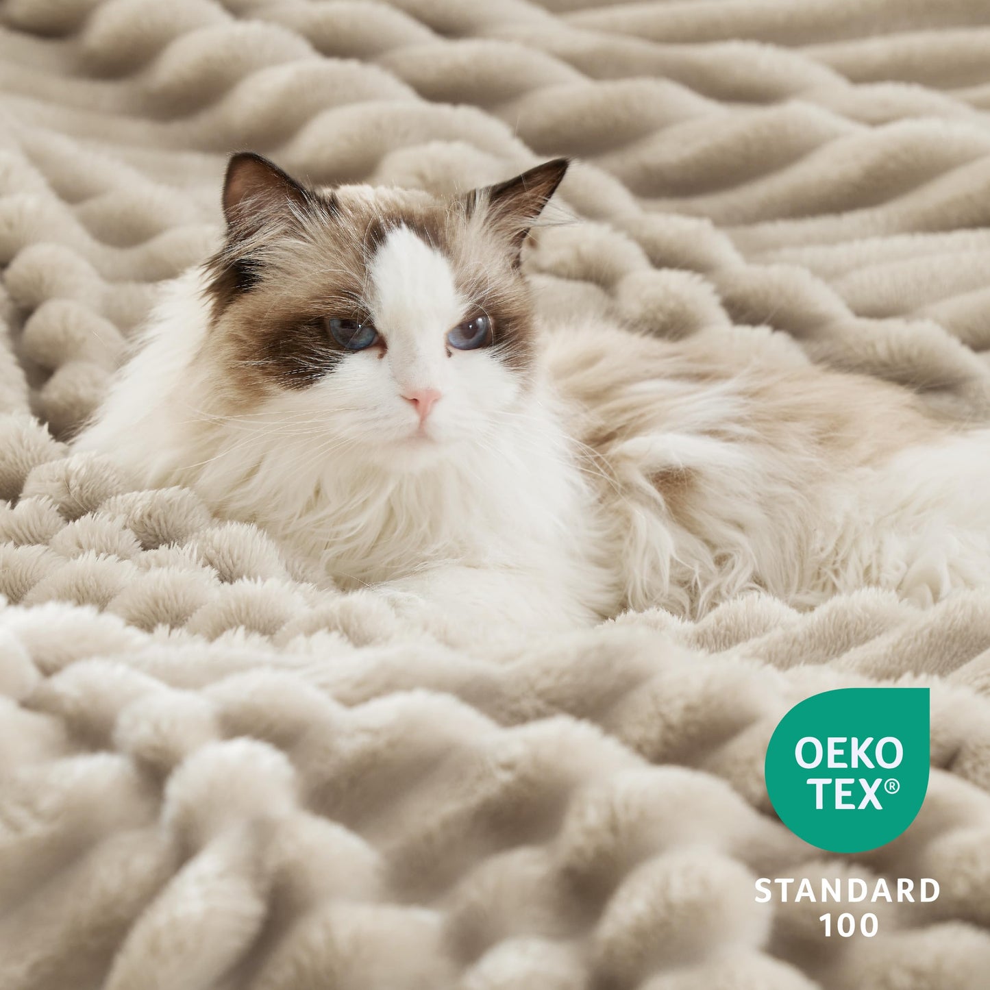 Bedsure Sherpa Blanket Queen Size for Bed - Super Soft Cozy Plush Fleece Thick Warm Blanket for Winter, Beige, 90x90 Inches