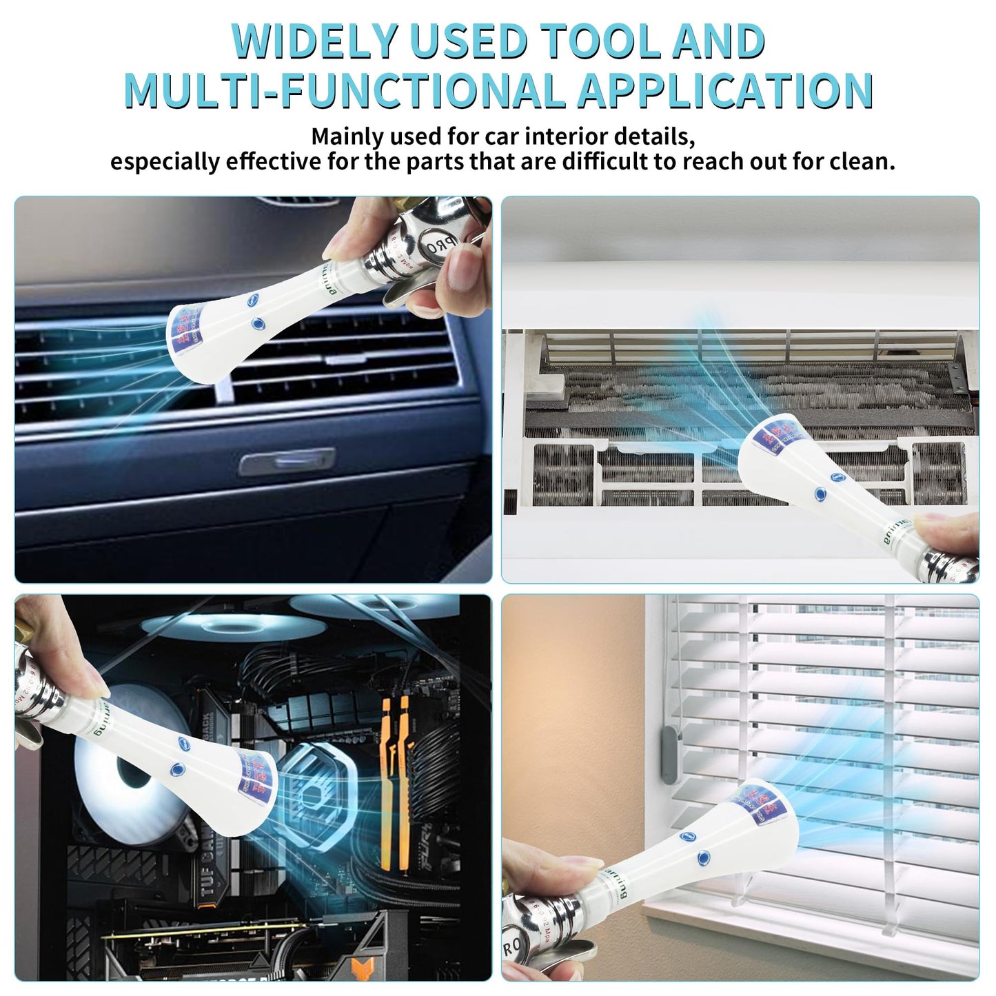 GOCCIDA High Pressure Car Interior Cleaning Gun Car Detailing Tool Air Cleaning Tool for Quickly Blasts Dirt and Dust from Surface(New Upgraded Portable Air Blow Gun