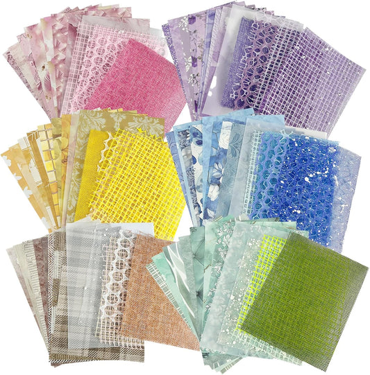 90 Sheets Scrapbook Paper with Mesh Fabric,6 Pack Aesthetic Assorted Paper for Scrapbooking, Scrapbook Supplies DIY Crafts and Card Making,7.1x5.1 Inch