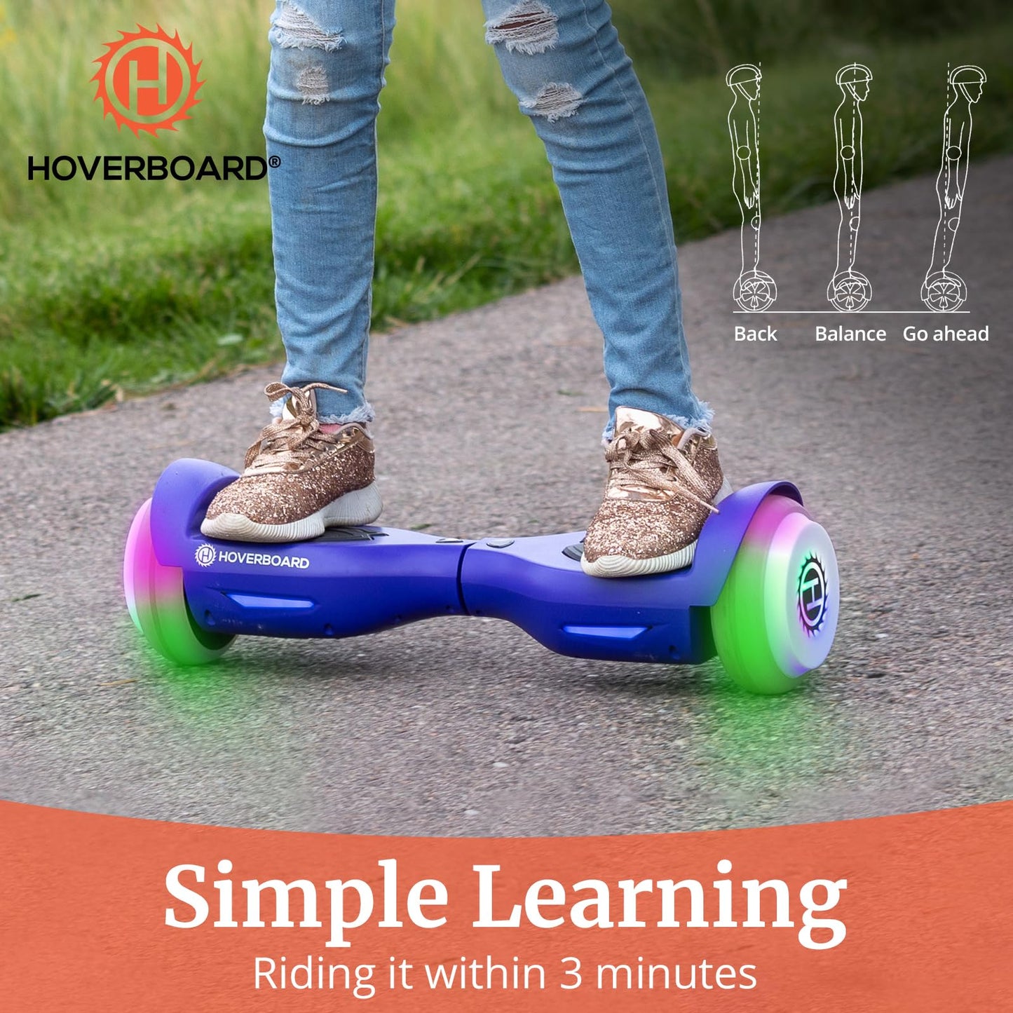 Trinity Max Hoverboard for Kids Ages 6-12, 6.5" LED Wheels & Music Speaker, Powerful Self Balancing Scooter for Kids Gifts, UL2272 Certified(Purple)