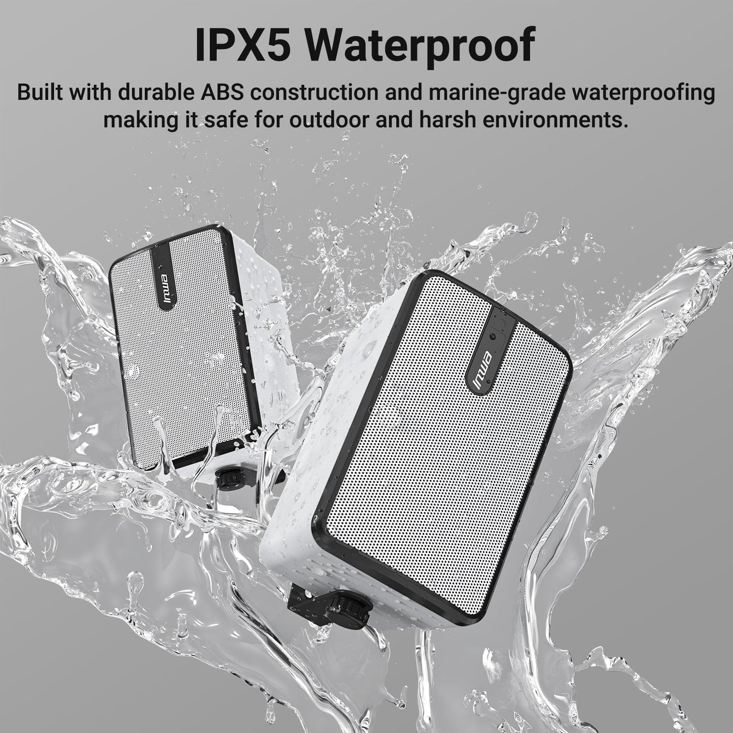 Inwa Upgraded Bluetooth Outdoor Speakers, IPX5 Waterproof Wall Mount Speaker, Powerful Bass, Wireless Sync Up to 100 Speakers, Indoor/Outdoor Sound System for Patio/Porch/Gazebo/Garage(MZ-632, 2 PCS)