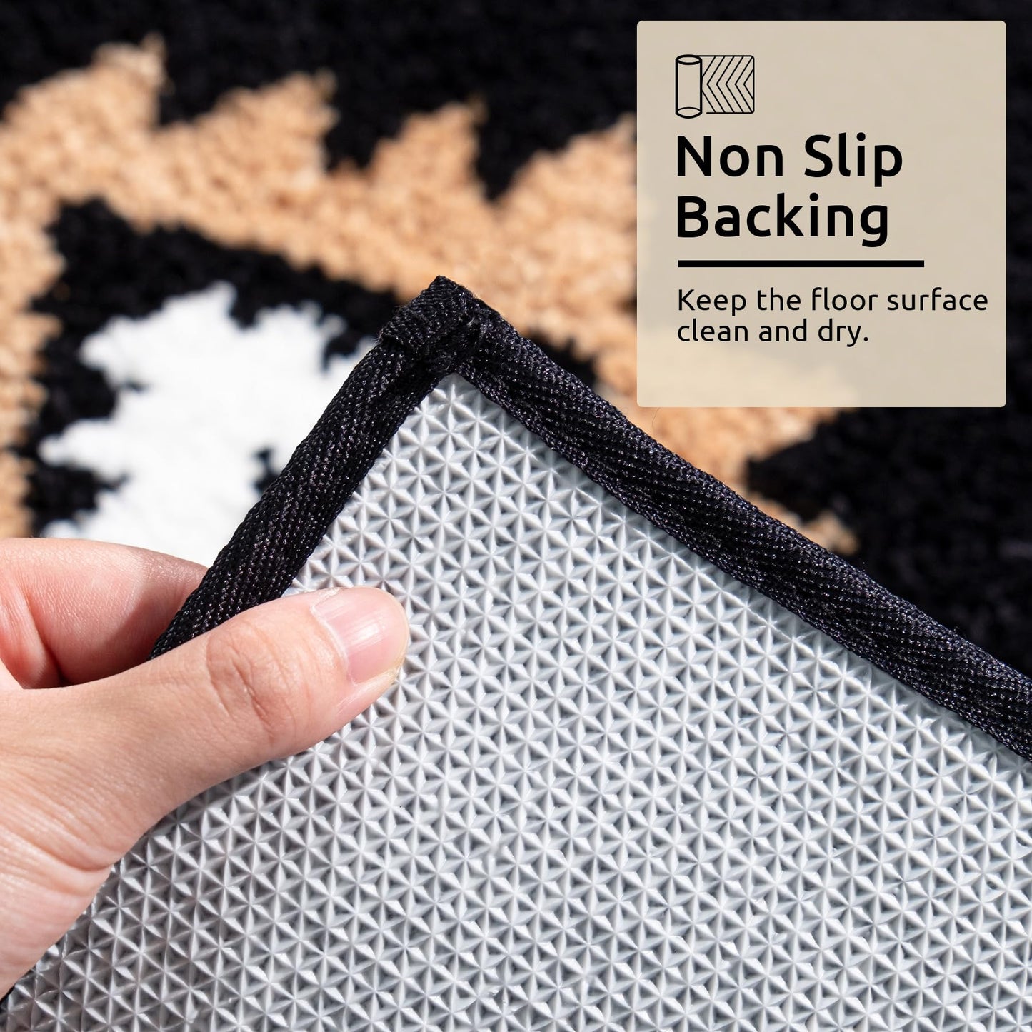 DEXDE Bathroom Runner Rug 24x60 Boho Long Bath Mat Rug for Bathroom Bedroom Hallway Kitchen Luxury Soft Absorbent Large Modern Geometric Carpet Western Farmhouse Carpet, Black