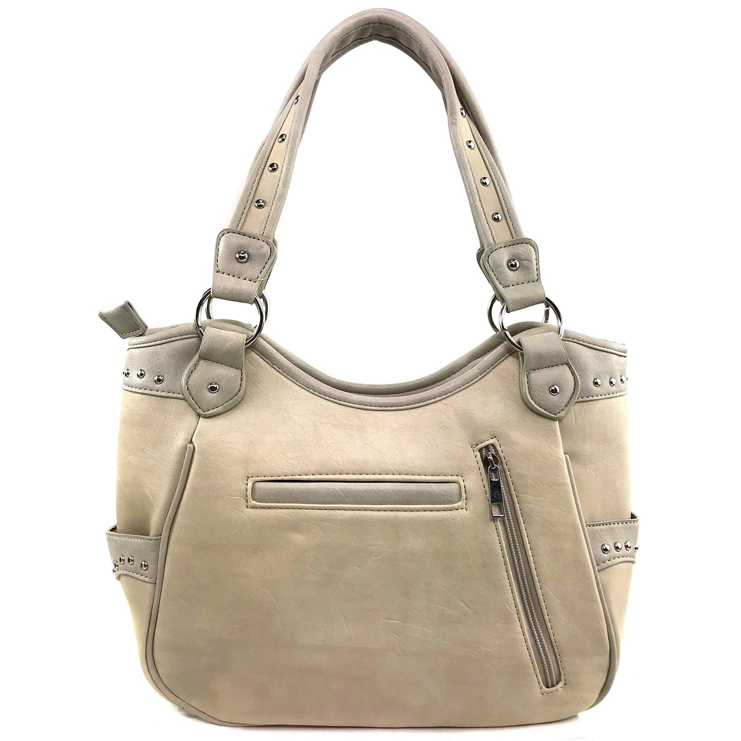 Zelris Faith Love Hope Cross Angel Wing Women Conceal Carry Women Tote Purse (Beige)