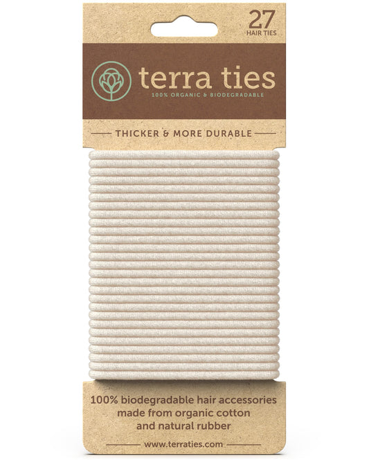 BIODEGRADABLE Elastic Hair Ties for Women & Men - Organic No Crease Brown Hair Tie Ponytail Holders and Hairties for Buns - Plastic Free Hairbands for Women and Mens Hair - 5mm (27 count)