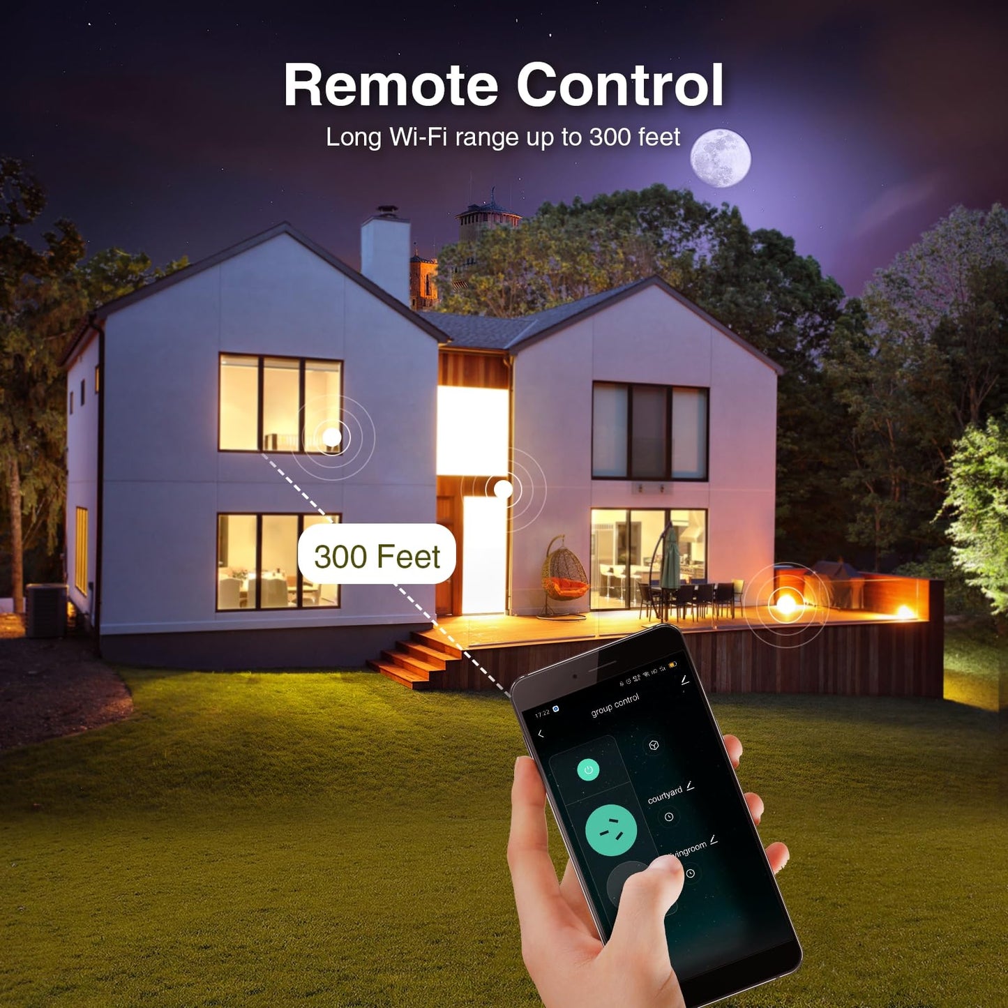 GHome Smart Outdoor Smart Plug, Smart Home Wi-Fi Outlet with 2 Sockets, IP64 Weather Resistance, Compatible with Alexa, Google Home & SmartThings, No Hub Required