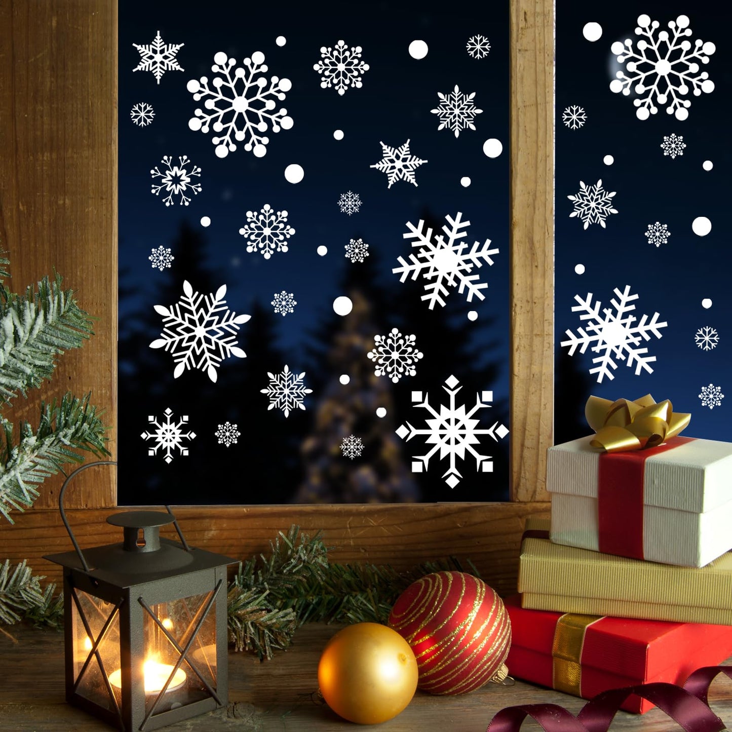 AOWDIAO Christmas Decorations 480 Pcs Snowflakes Window Clings 8 Sheets Snowflakes Decor Double-Sides Christmas Window Glass Stickers Decals for Home Party Supplies