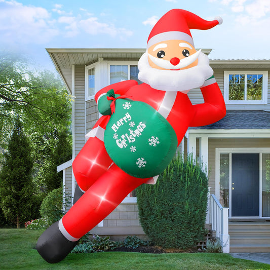 12 FT Giant Christmas Inflatables Santa Claus Outdoor Decorations, Huge Blow up Lying Santa Claus with Gift Bag Yard Decor, Built-in Brilliant LED Lights for Yard Lawn Garden Holiday Party