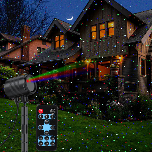 Laser Christmas Projector Lights Outdoor, 3Colors RGB Firefly Lights Show with RF Remote Waterproof for Indoor/Outdoor Decoration - Christmas, Halloween, Party, Wedding, Home, Garden, Courtyard