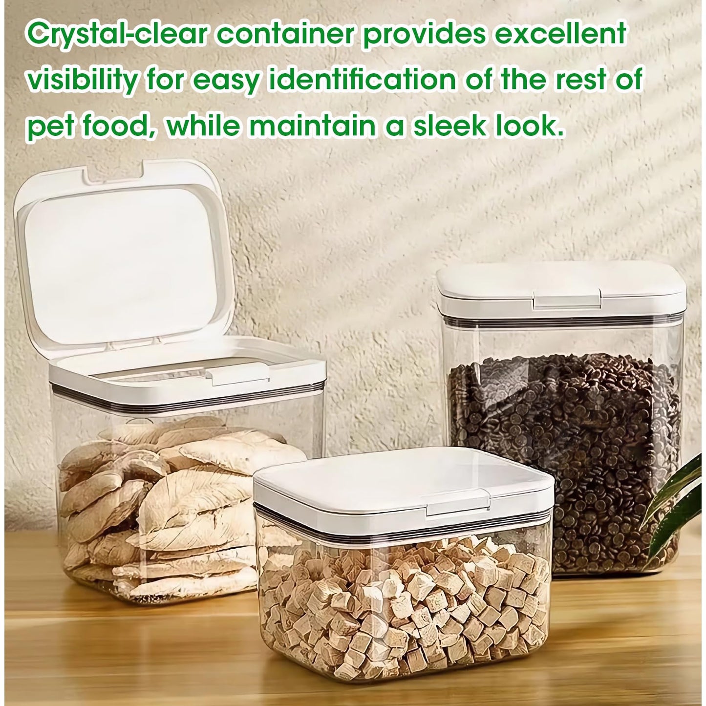 2 Pack Large Dog Treat Container Bins 2 Qt + 3 Qt with One-Press Flip-up Lid, Airtight Pet Dog Cat Treat Jar for Countertop, Pet Biscuit Canister Cookie Holder