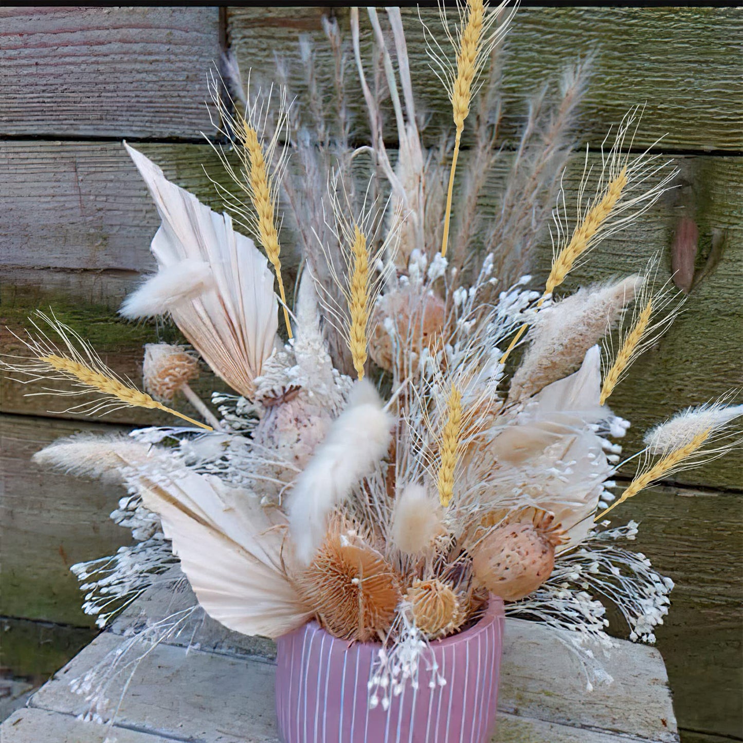CISDUEO 100 Pcs Dried Wheat Stalks Bundle Grass Natural Dried Wheat Sheaves Stems Dried Flowers Arrangement Bouquet for Wedding Party Table Centerpiece Fall Harvest Wreath Boho Decor Farmhouse DIY