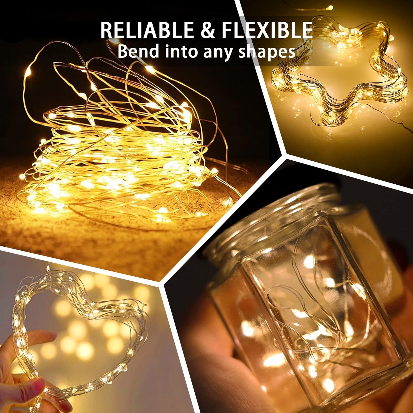 chzk 100 Pack LED Fairy Lights Battery Operated, 7Ft 20LED Mini String Lights Waterproof Twinkle for Mason Jars Wedding Christmas Party Bedroom Decor