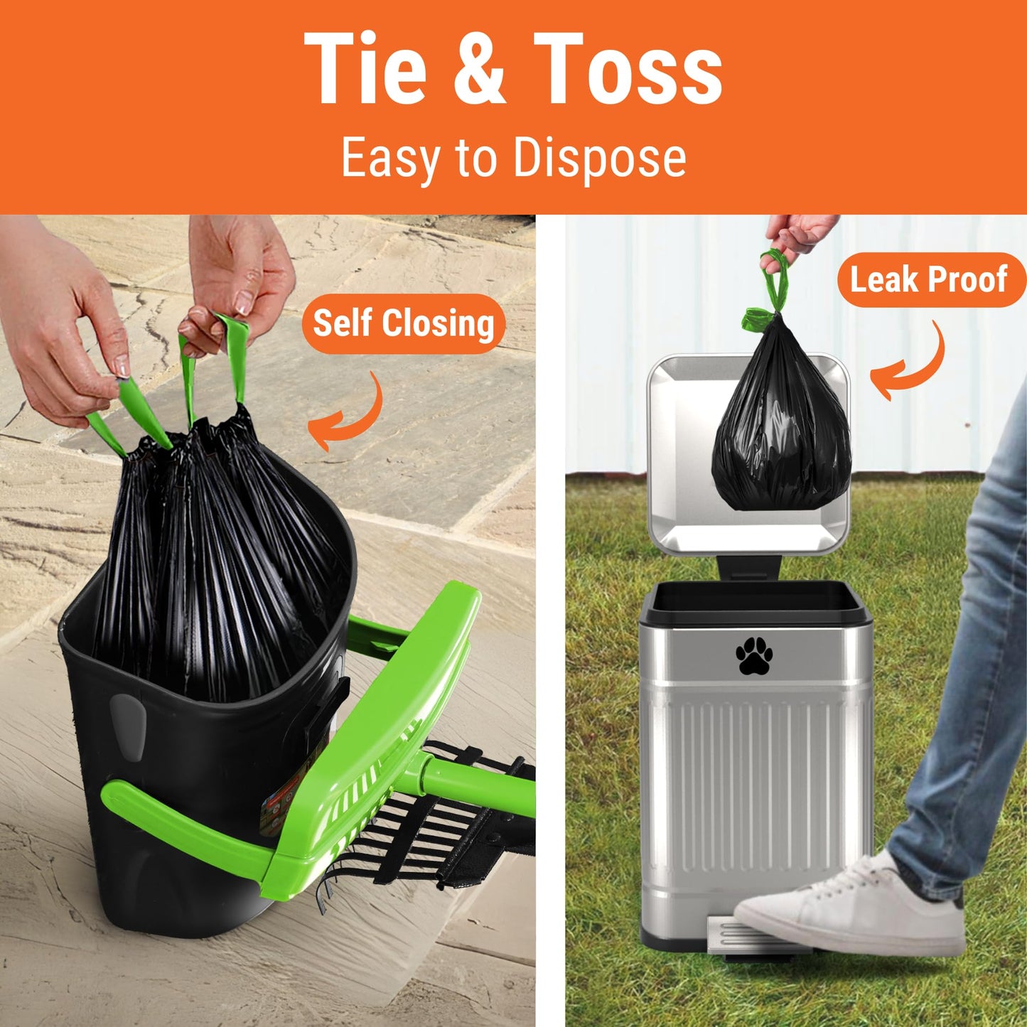 Pupzle Dog Pooper Scooper with Bag Attachment, 40" Long Handle Pooper Scooper for Large Dogs, Dog Poop Scoop for Yard, Large Capacity Swivel Bin and Rake, 50 Lavender Scented Bags