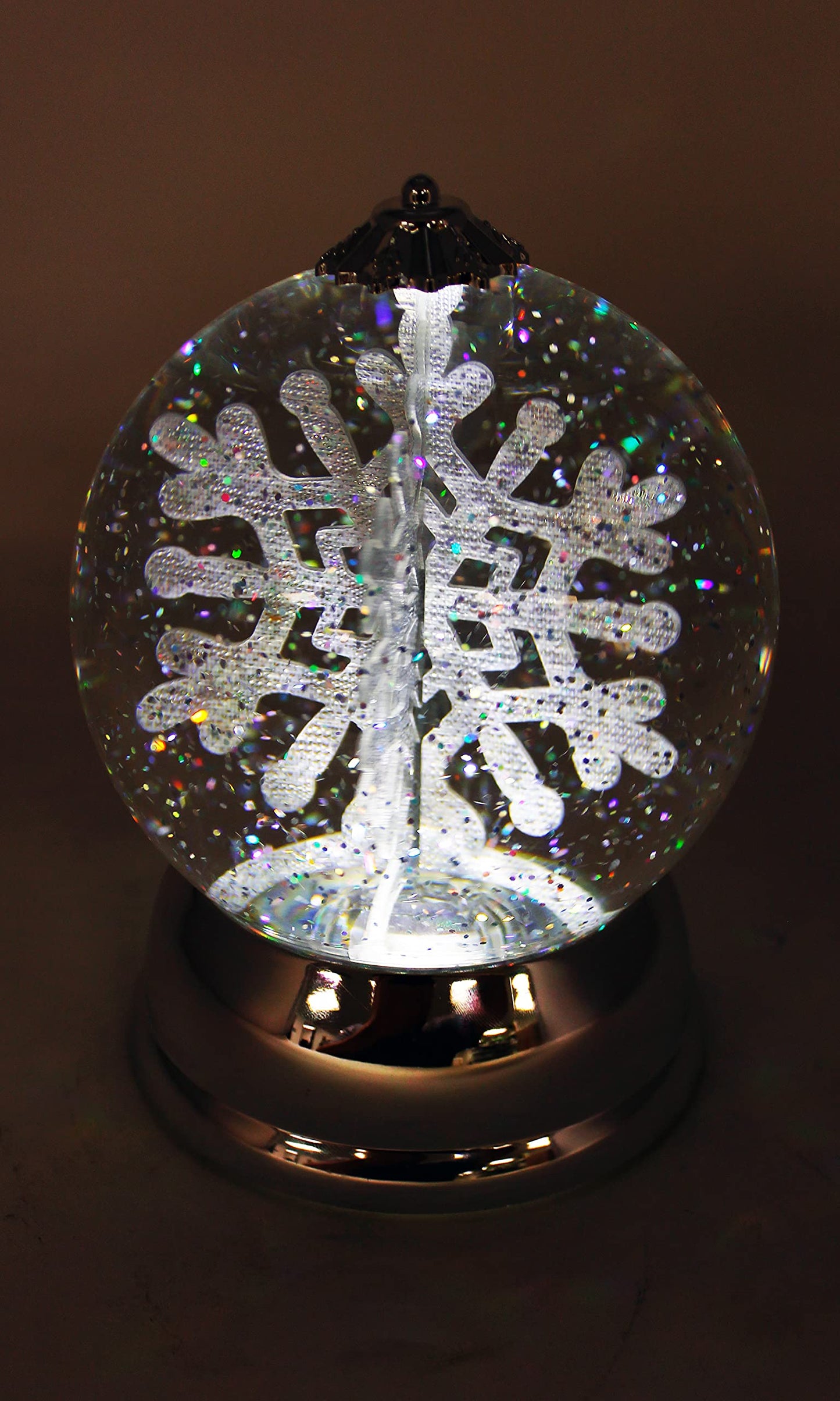 Christmas Decor Lighted Snow Globe with Spinning Snowflake, Battery Operated (not Included) - 6.5" H x 4.5" W x 4.5" D