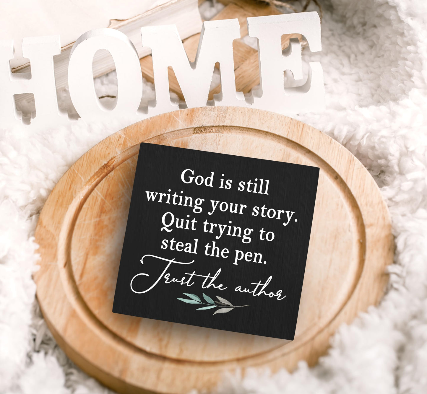 SRADMO God Is Still Writing Your Story, Prayer Room Bible Verse Decor, Christian Black Wooden Box for Home Office, Inspirational Table Decorative Accessories